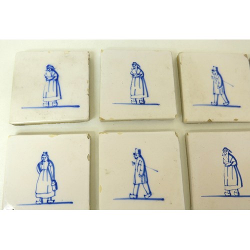 78 - Rare set of twelve antique Dutch Delft blue and white tiles, size 3