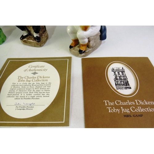 141 - Charles Dickens toby jug collection with certificate of authenticity