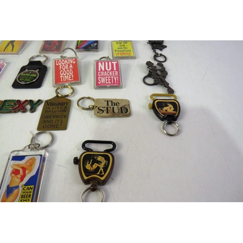 143 - Twenty-five novelty keyrings.