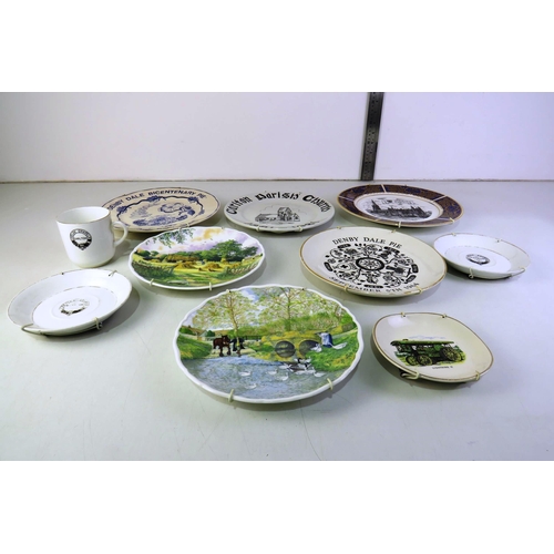 150 - Collection of plates including denby dale wakefield cathedral, royston parish church dated 1891