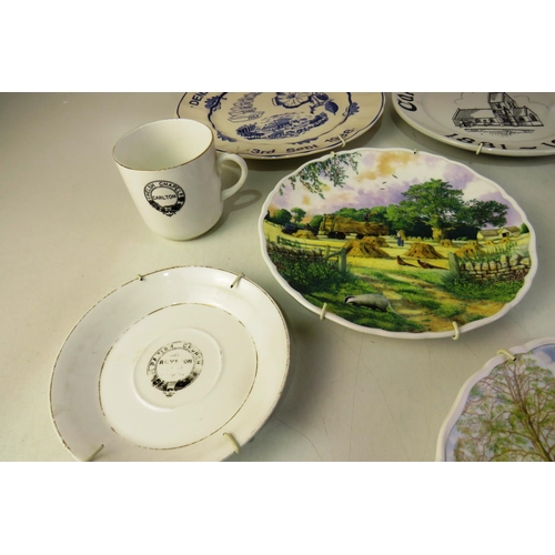 150 - Collection of plates including denby dale wakefield cathedral, royston parish church dated 1891