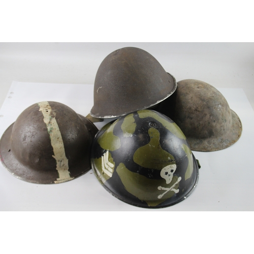 491 - Vintage Military Steel Helmets x 4