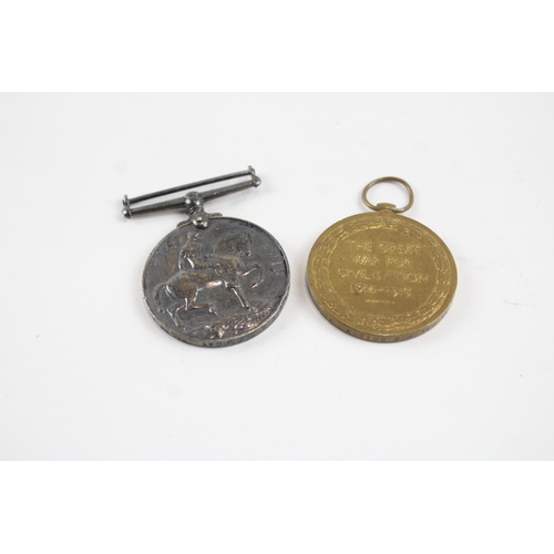 501 - WW1 Medal Pair 74036 Pte W.S Priday Welsh Regt x 2