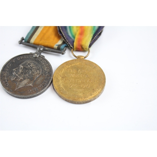 510 - WW1 Medal Pair 7644 Pte J.E Billingsley Middlesex R x 2