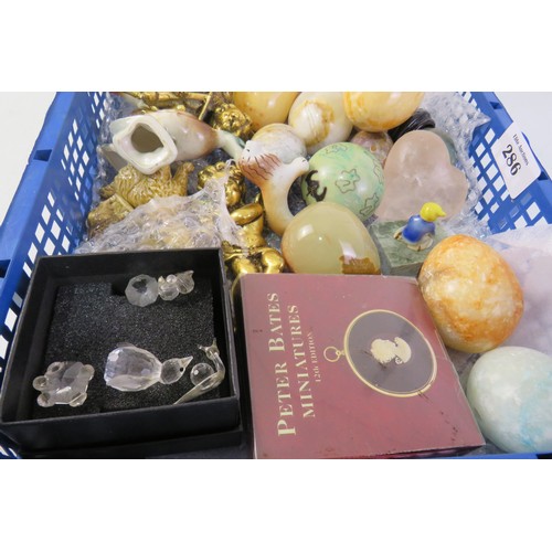 286 - Collectables to include gemstone eggs, wade whimsies etc.