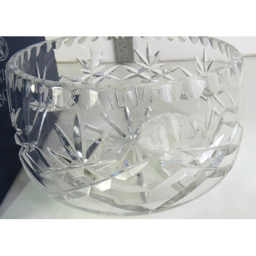 295 - Glass items to include two Bohemia crystal bowls, knife rests and boxed Edinburgh crystal clock.