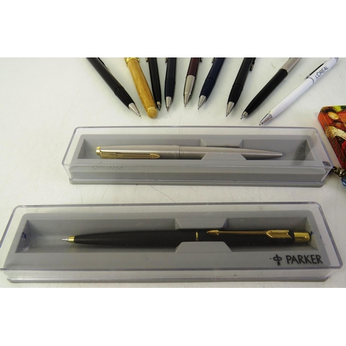 350 - Selection of pens, masonic, items and costume jewellery