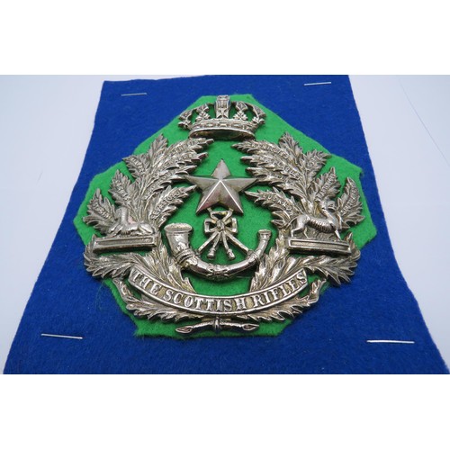 21 - Cameronians Scottish Rifles Cloth Helmet Badge