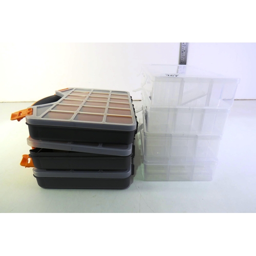 367 - Seven plastic display tubs