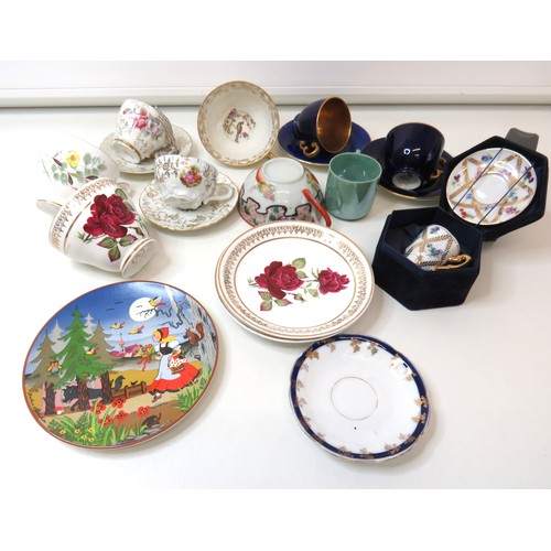 288 - Selection of vintage cups and saucers and a Poole Little Red Riding Hood plate.