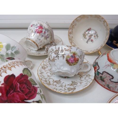 288 - Selection of vintage cups and saucers and a Poole Little Red Riding Hood plate.