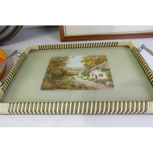 334 - Two Ornate Trays and Two Pictures