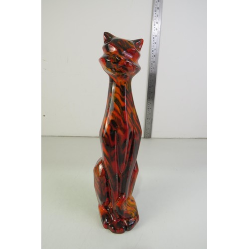 382 - Anita Harris large Deco cat 41cm high- signed in gold