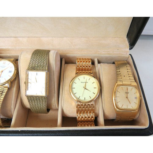 432 - Watch box with eleven gents working watches to include, Rotary, Sekonda and Casio digital.