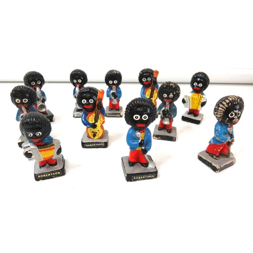 406 - Eleven Robertson's Golly musical band hand painted figures.