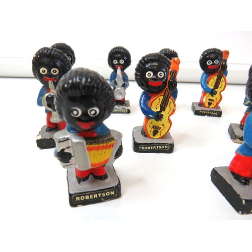 406 - Eleven Robertson's Golly musical band hand painted figures.