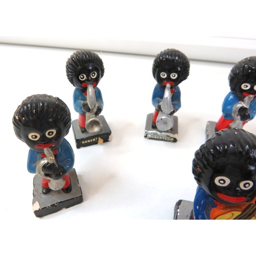 406 - Eleven Robertson's Golly musical band hand painted figures.