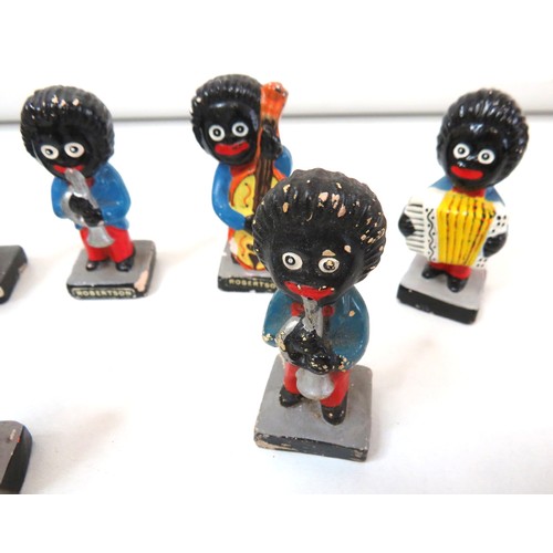 406 - Eleven Robertson's Golly musical band hand painted figures.