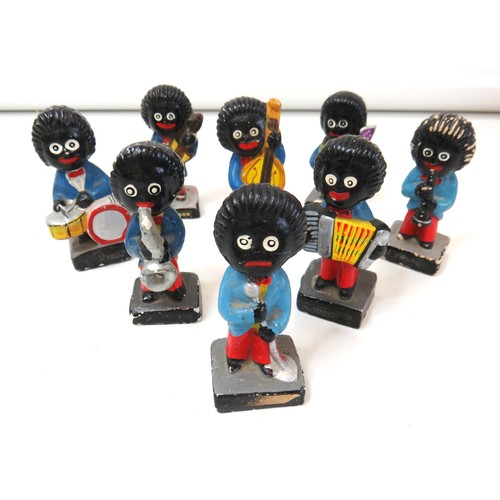 407 - A set of eight Robertson's Golly musical band hand painted figures.