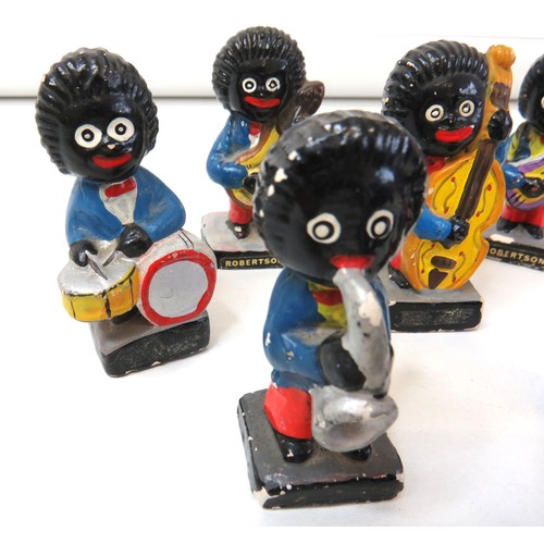 407 - A set of eight Robertson's Golly musical band hand painted figures.