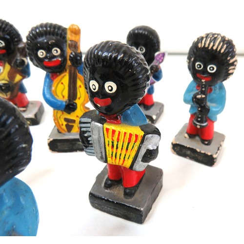 407 - A set of eight Robertson's Golly musical band hand painted figures.