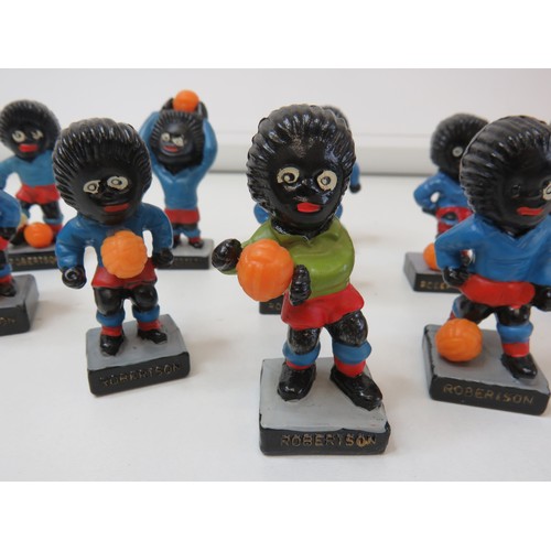 409 - Vintage Robertson's Golly plastic football figures, complete set of eleven.