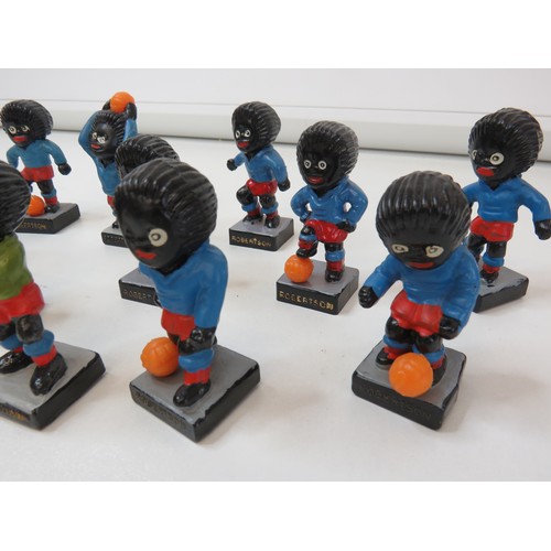 409 - Vintage Robertson's Golly plastic football figures, complete set of eleven.