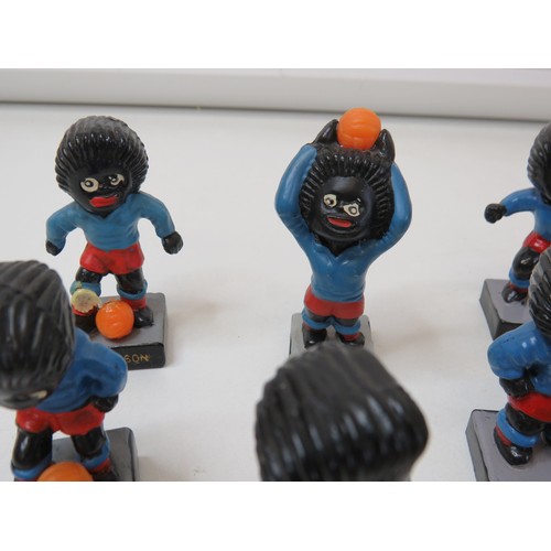 409 - Vintage Robertson's Golly plastic football figures, complete set of eleven.