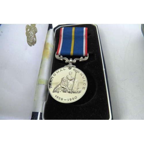 533 - WWII Atlantic star trio and dog tags, national service ,edal and womans ward army medal