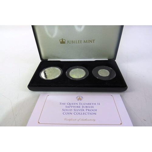 541 - QEII Sapphire jubilee solid silver proof coin collection