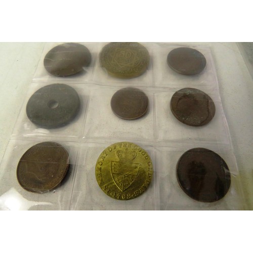 183 - Box of coins, banknotes, tokens, books etc