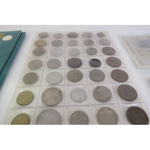 189 - Tray of coins, banknotes etc