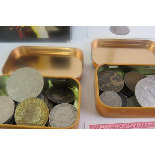 189 - Tray of coins, banknotes etc