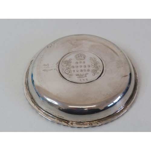 123 - Silver coin in silver dish-55g