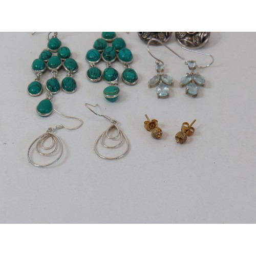 133 - Five pairs of silver earrings