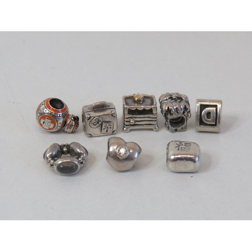 223 - Box of approximately eight silver pandora charms