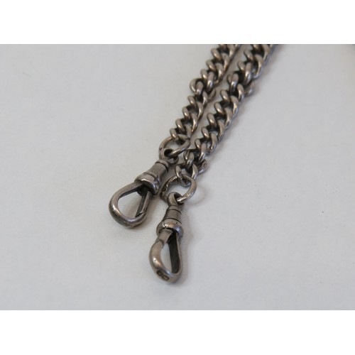 231 - Silver double albert watch chain - every link stamped-63g