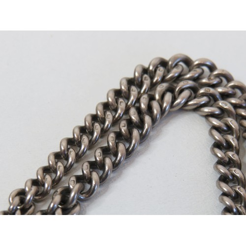 231 - Silver double albert watch chain - every link stamped-63g