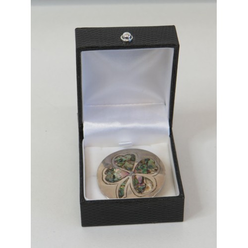 232 - Silver and mother of pearl brooch- boxed