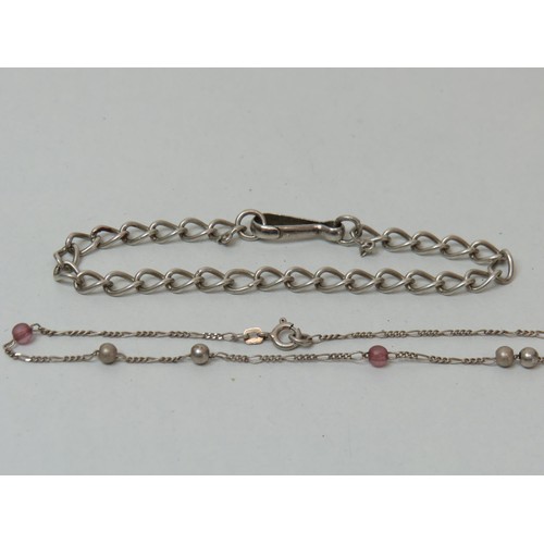 244 - Two silver bracelets and silver brooch -24g