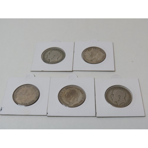 169 - Five silver Florin various date mounted