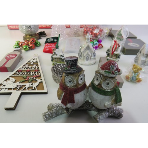 572 - Box of christmas decorations and two signs