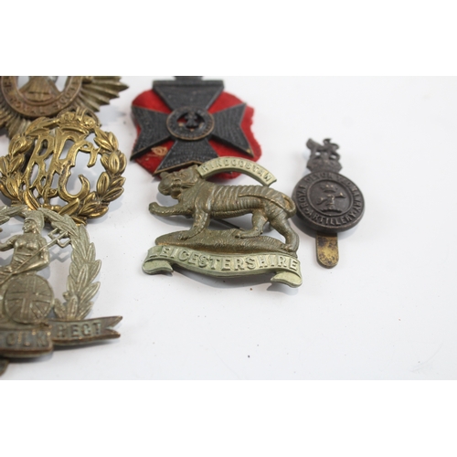 19 - Military Cap Badges Inc Border Regt, Royal Scots, Devon Yeomanry, Etc x 10