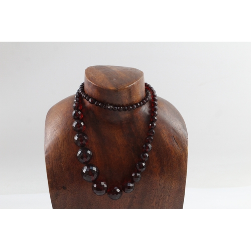 62 - Cherry Bakelite Long Length Necklace 49g