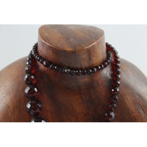 62 - Cherry Bakelite Long Length Necklace 49g