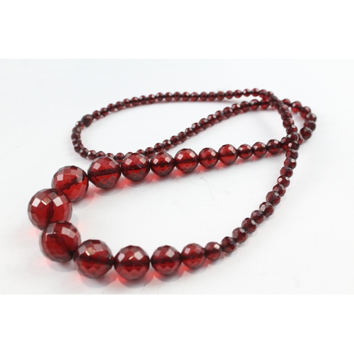 62 - Cherry Bakelite Long Length Necklace 49g