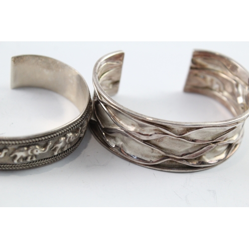 66 - Collection of Sterling Silver Bangles inc. Elephant, Traditional x 4 97g