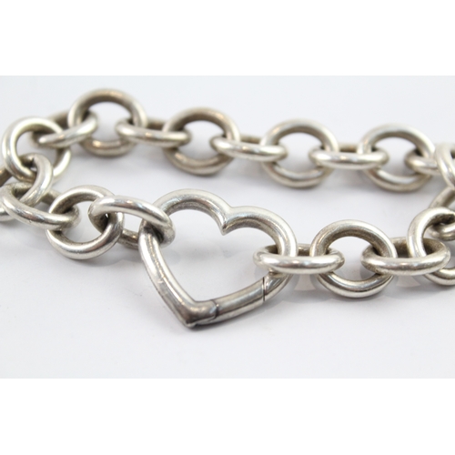 78 - Tiffany & Co Sterling Silver Chain Bracelet Heart Clasp 47g