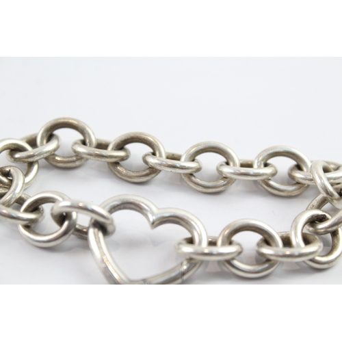 78 - Tiffany & Co Sterling Silver Chain Bracelet Heart Clasp 47g