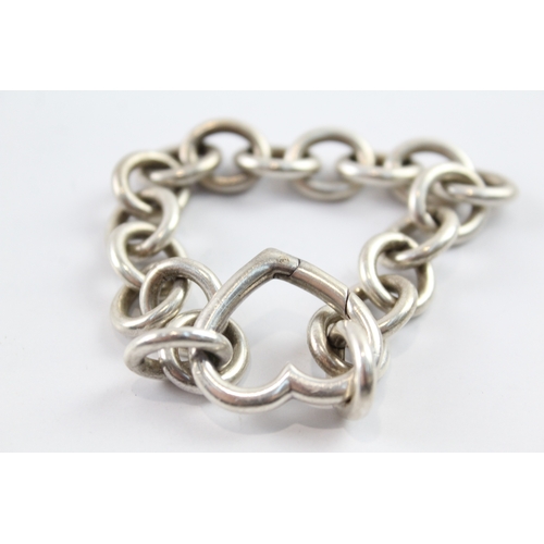 78 - Tiffany & Co Sterling Silver Chain Bracelet Heart Clasp 47g